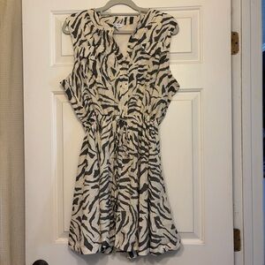 Nine West Black and Cream Zebra Print Sleeveless Dress